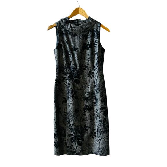 Talbots Gray Wools Blend Floral Sleeveless Dress Size 2 Petite NEW - Picture 1 of 7